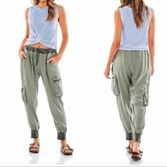 Young Fabulous & Broke Olive Jupiter Drawstring Cargo Utility Pants S - Picture 1 of 9